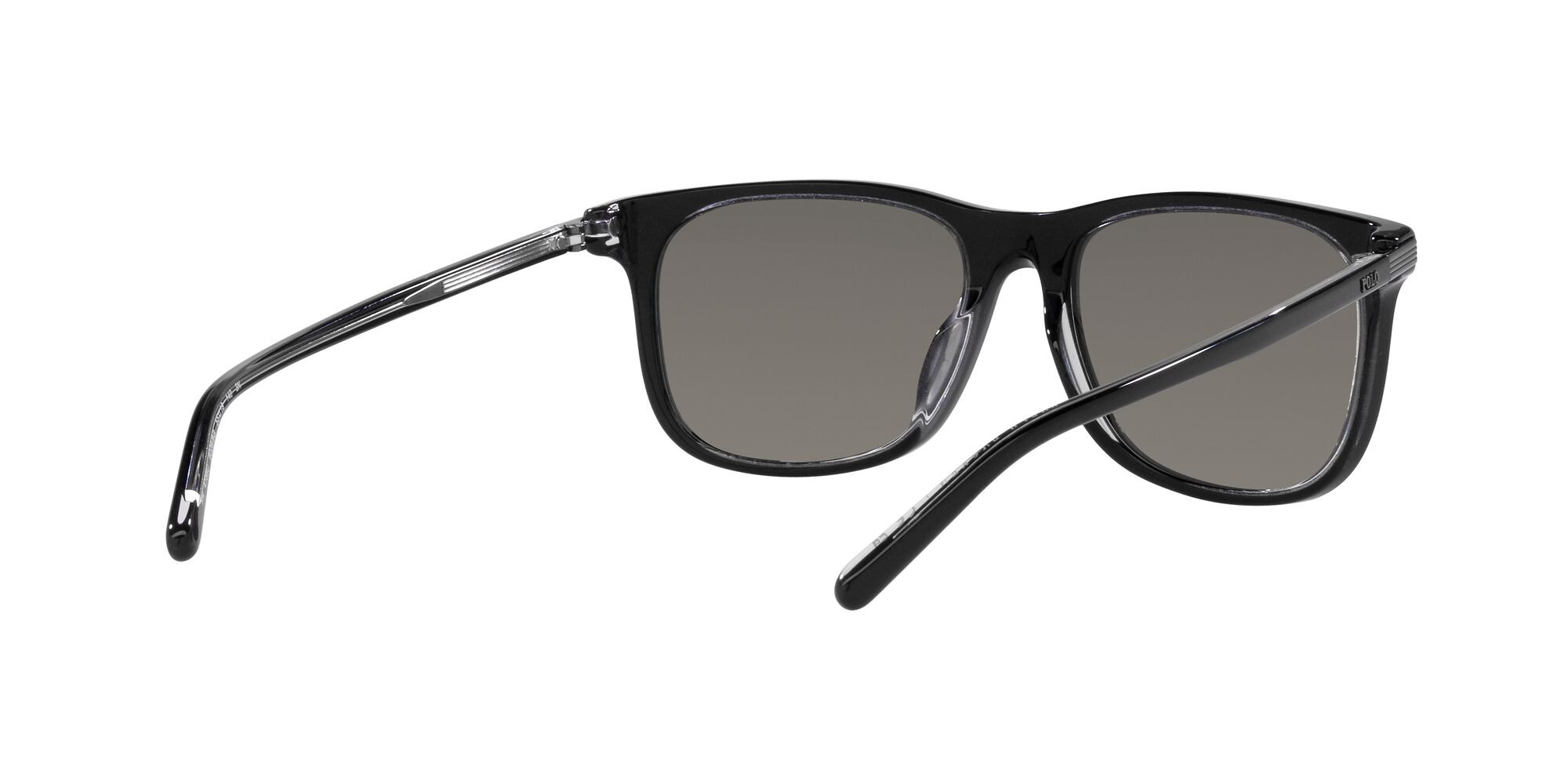Sonnenbrillen Polo PH 4186U (60266G) farbe nero brillante su crystal form oval gläser 80s silver a specchio