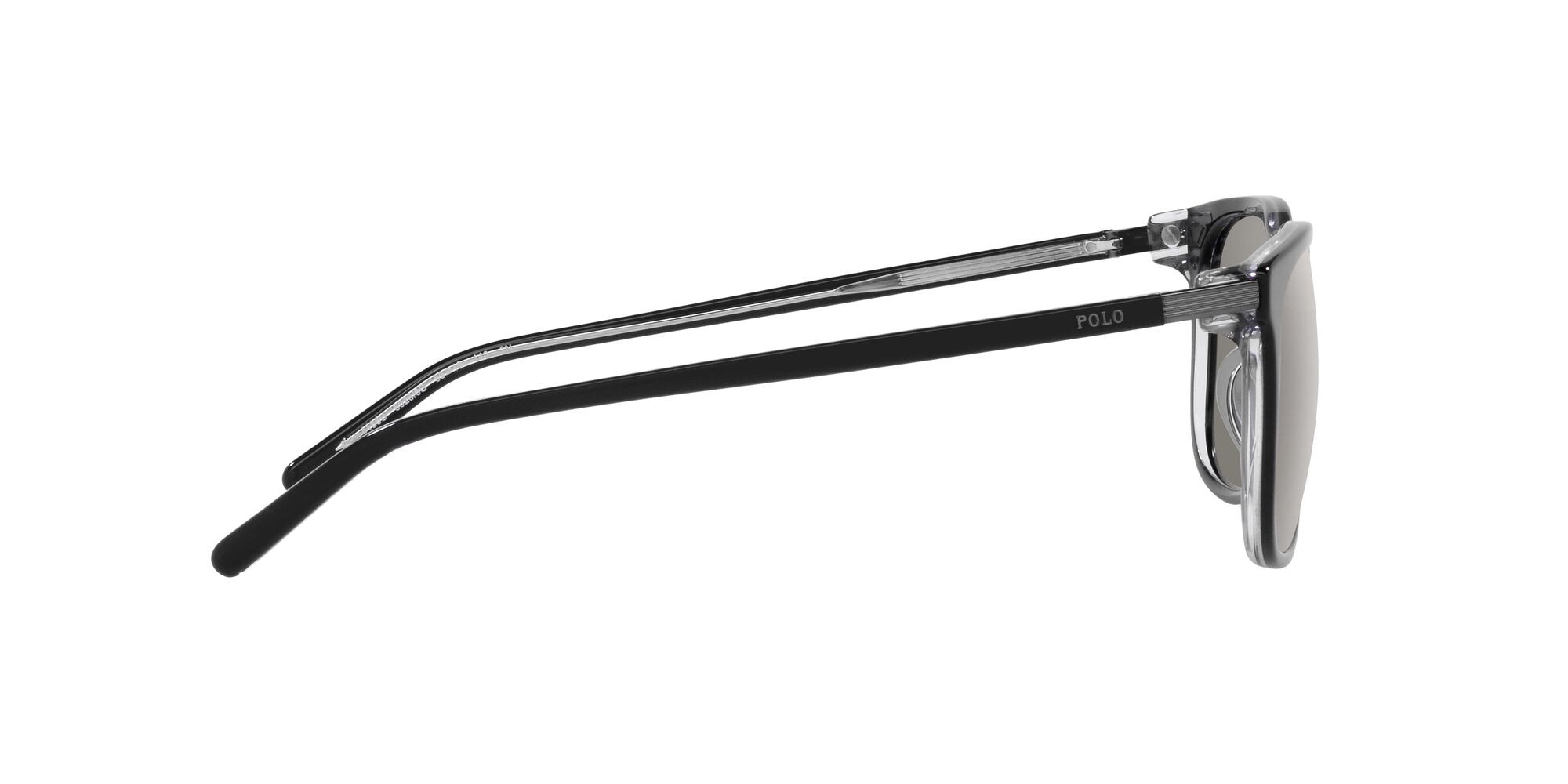 Sonnenbrillen Polo PH 4186U (60266G) farbe nero brillante su crystal form oval gläser 80s silver a specchio