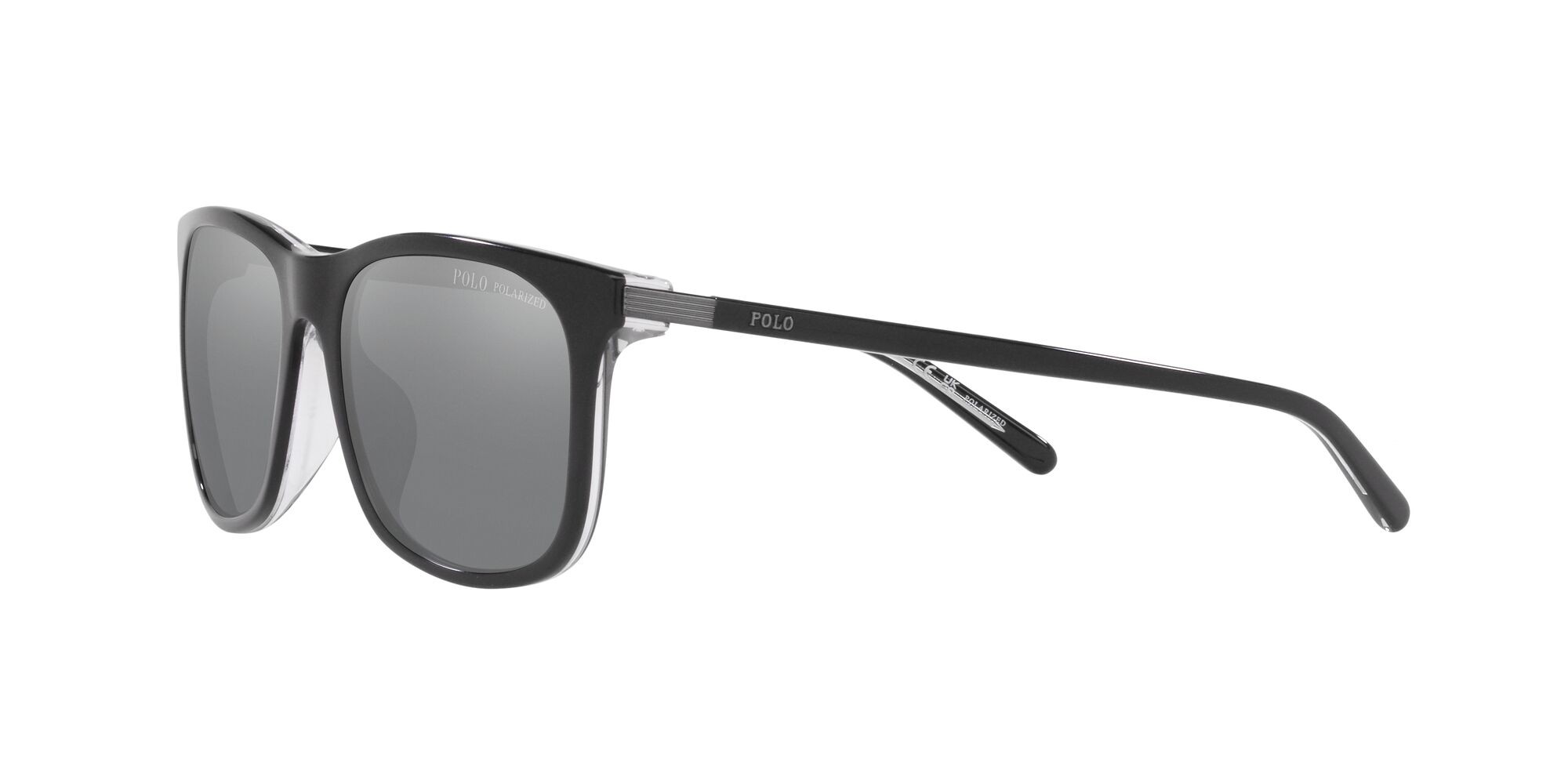 Sonnenbrillen Polo PH 4186U (6026Z3) farbe nero brillante su crystal form oval gläser polar 80s silver mirror