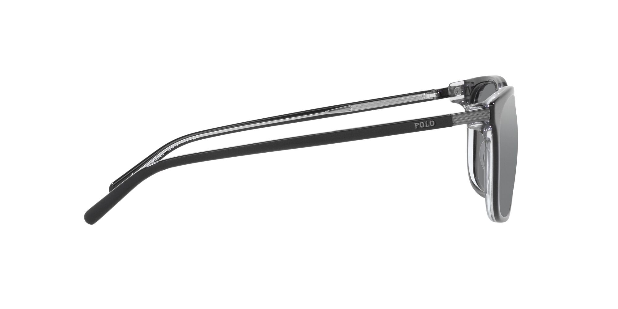 Sonnenbrillen Polo PH 4186U (6026Z3) farbe nero brillante su crystal form oval gläser polar 80s silver mirror