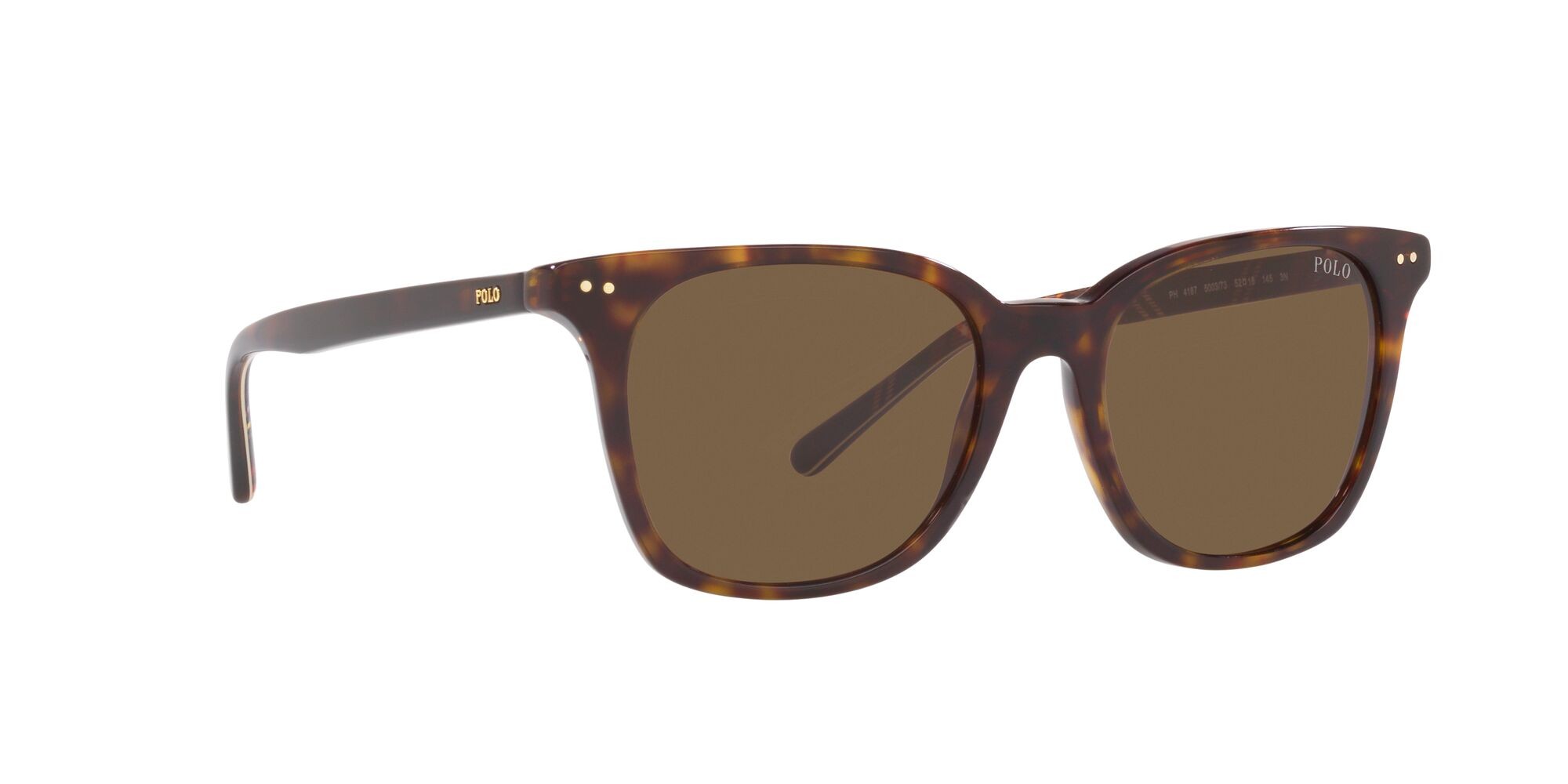 Occhiali da sole Polo PH 4187 (500373) colore havana scuro lucido forma quadrato lenti verde bottiglia