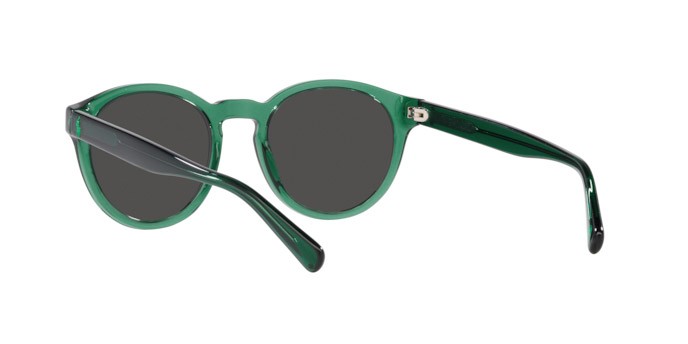 Sunglasses Polo PH 4192 (608487) color verde trasparente lucido shape round lenses grigio scuro