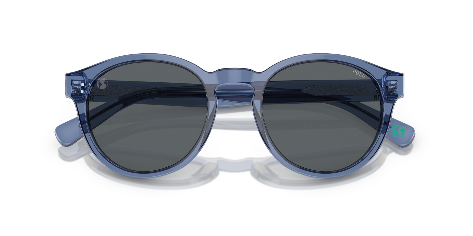 Sunglasses Polo PH 4192 (609287) color blu trasparente lucido shape round lenses grigio chiaro