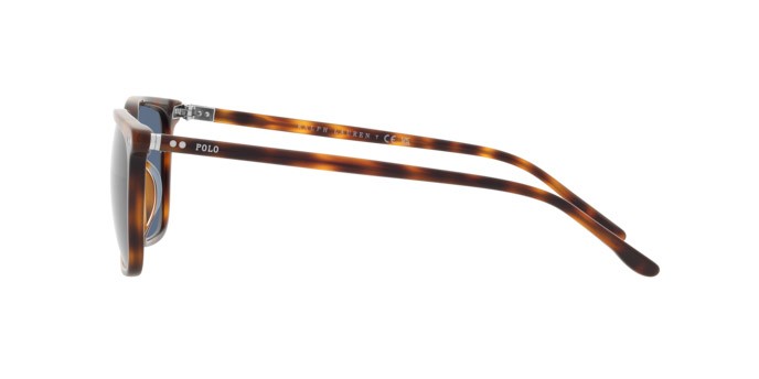 Sunglasses Polo PH 4194U (608980) color rosso lucido havana shape square lenses blu