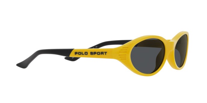 Sunglasses Polo PH 4197U (596187) color giallo brillante shape oval lenses grigio