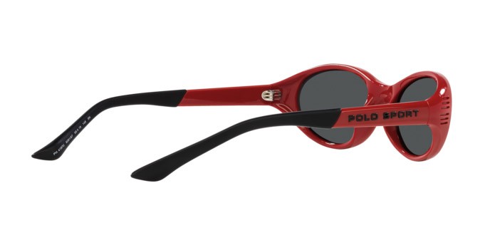 Sunglasses Polo PH 4197U (609187) color rosso lucido shape oval lenses grigio