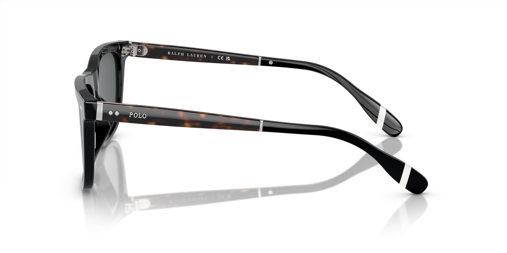 Sunglasses Polo PH 4205U (500187) color nero lucido shape square lenses grigio scuro