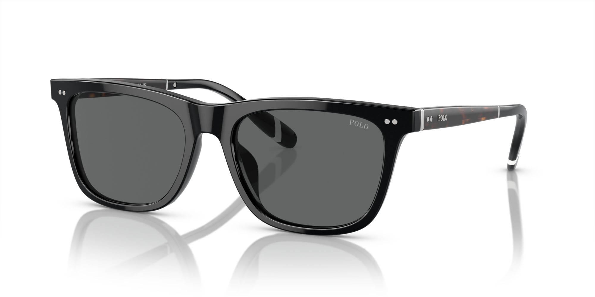Sunglasses Polo PH 4205U (500187) color nero lucido shape square lenses grigio scuro