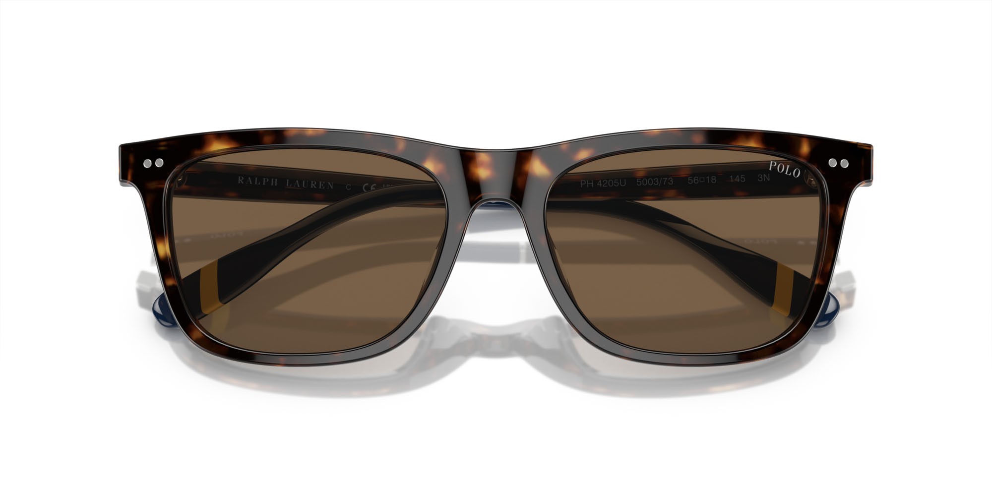 Sunglasses Polo PH 4205U (500373) color havana scuro lucido shape square lenses marrone