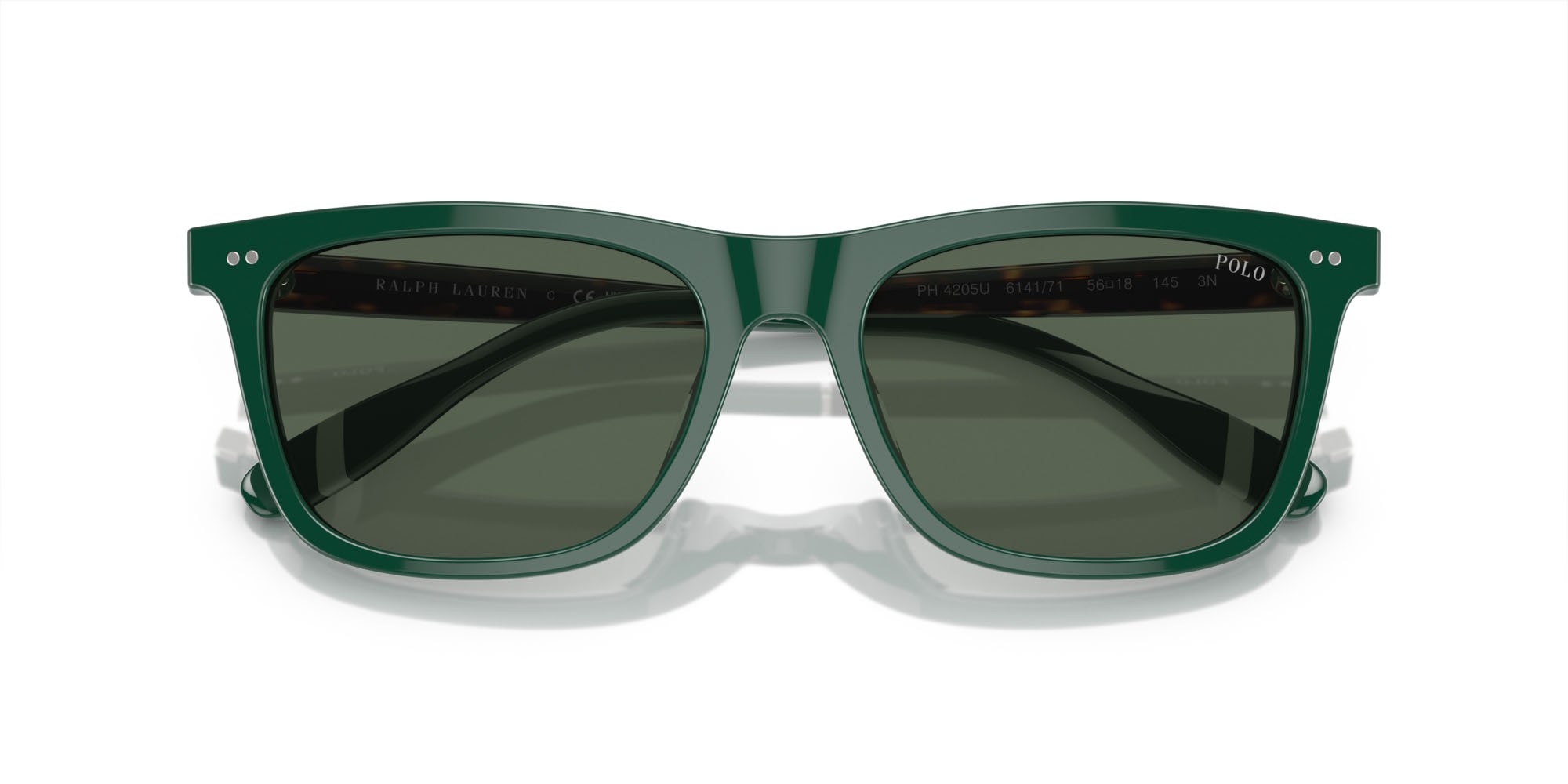 Sunglasses Polo PH 4205U (614171) color verde lucido shape square lenses verde
