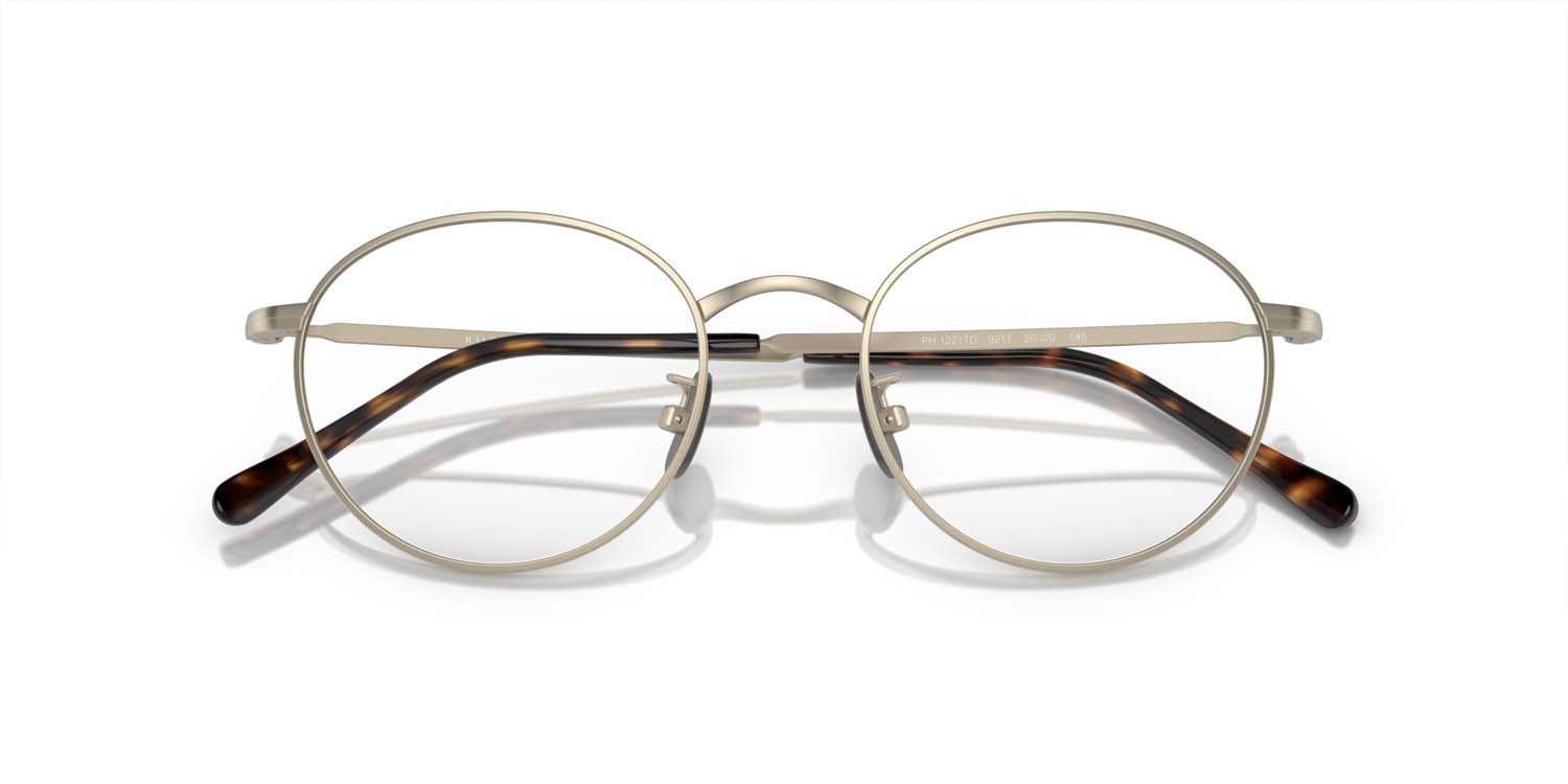 Eyeglasses Polo PH 1221TD (9211) color oro pallido semi-brillante shape round lenses lente demo