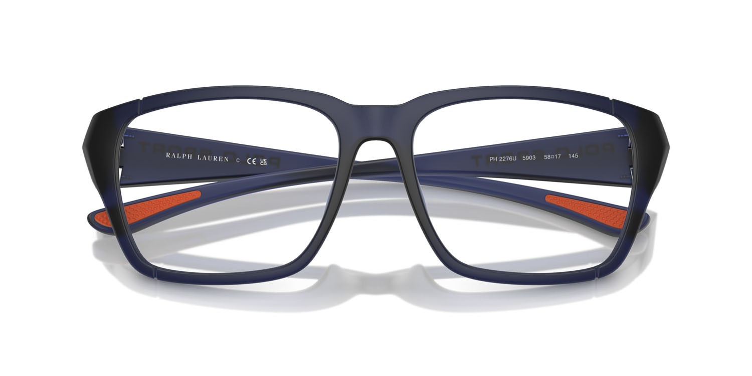 Brillen Polo PH 2276U (5903) farbe blu opaco trasparente form quadratisch gläser lente demo