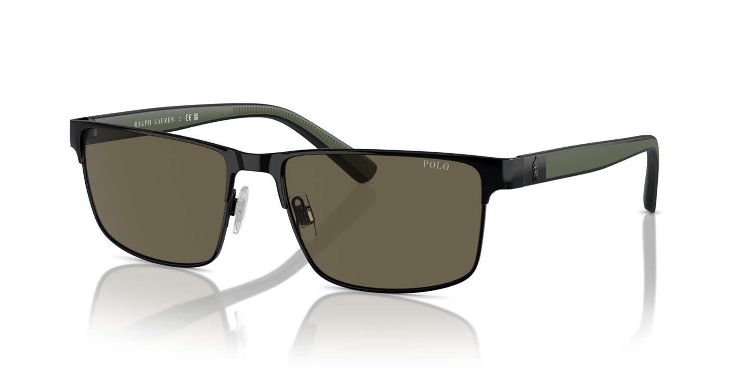 Occhiali da sole Polo PH 3155 (9258/3) colore nero lucido forma rettangolare lenti marrone