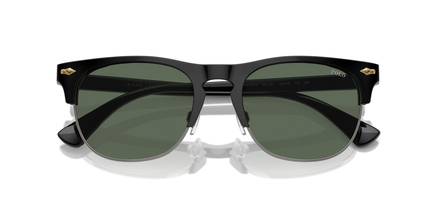 Sunglasses Polo PH 4213 (500187) color nero lucido shape square lenses grigio scuro