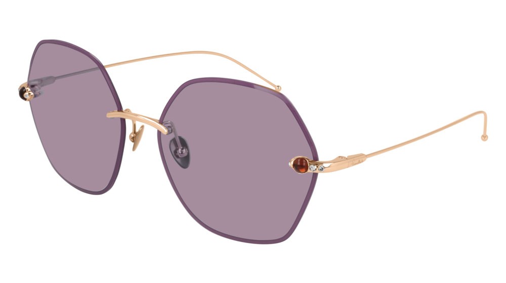 Sunglasses Pomellato PM0091S-004 color gold shape geometric lenses pink
