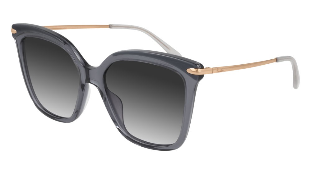 Sunglasses Pomellato PM0093S-001 color gold shape rectangle lenses grey