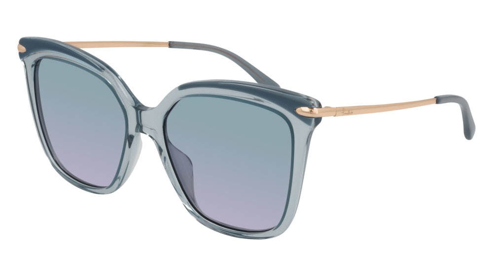 Sunglasses Pomellato PM0093S-003 color gold shape rectangle lenses blue