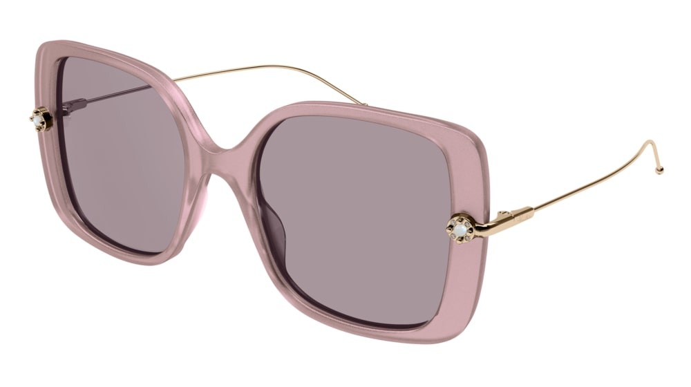 Sunglasses Pomellato PM0096S-003 color gold shape rectangle lenses violet