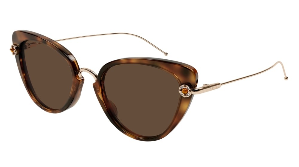 Sunglasses Pomellato PM0097S-002 color gold shape cat eye lenses brown