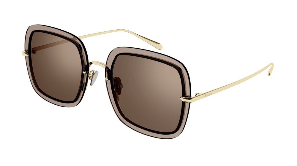 Sunglasses Pomellato PM0106S-004 color gold shape geometric lenses brown