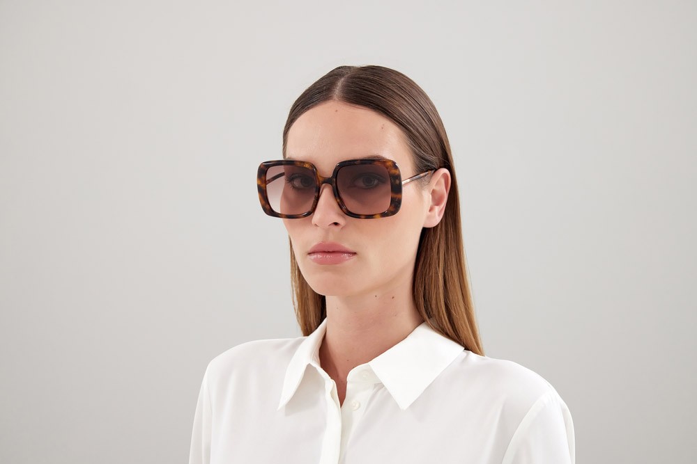 Sunglasses Pomellato PM0116S-002 color havana shape rectangle lenses marrone