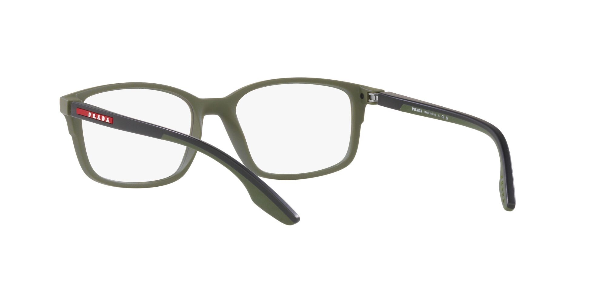 Brillen Prada Linea Rossa PS 01PV (CCH1O1) farbe verde effetto gommato form quadratisch gläser lente demo