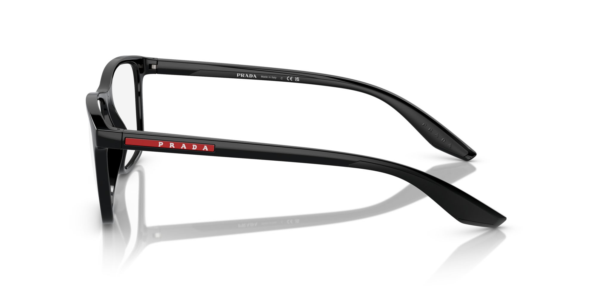 Occhiali da vista Prada Linea Rossa PS 01QV (1AB1O1) colore nero forma quadrato lenti lente demo
