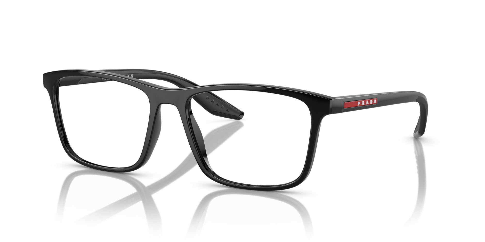 Occhiali da vista Prada Linea Rossa PS 01QV (1AB1O1) colore nero forma quadrato lenti lente demo