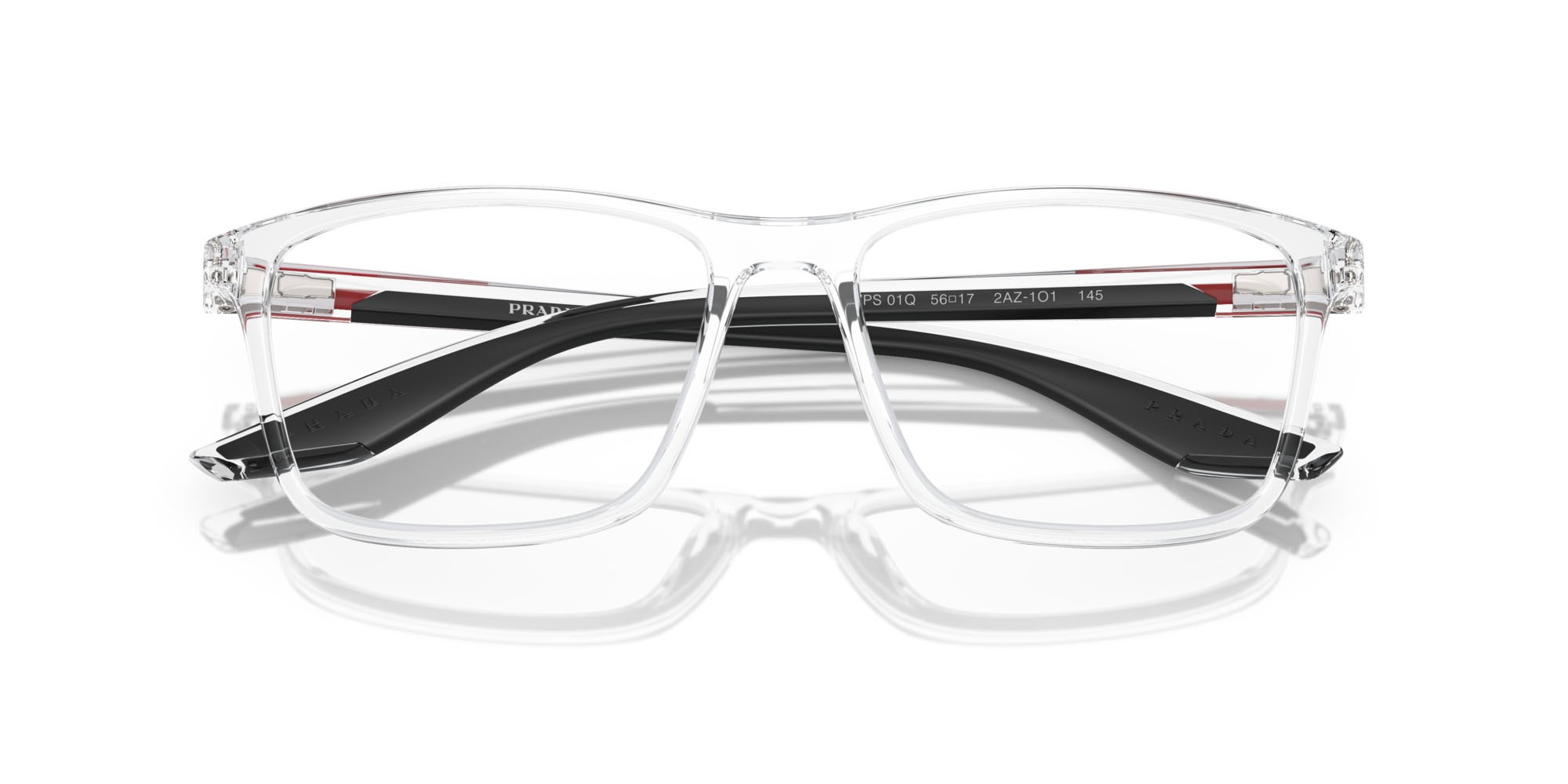 Occhiali da vista Prada Linea Rossa PS 01QV (2AZ1O1) colore cristallo forma quadrato lenti lente demo