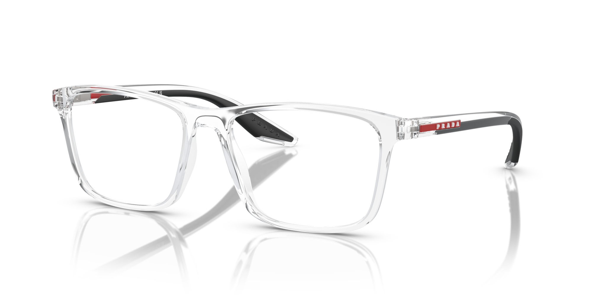 Occhiali da vista Prada Linea Rossa PS 01QV (2AZ1O1) colore cristallo forma quadrato lenti lente demo