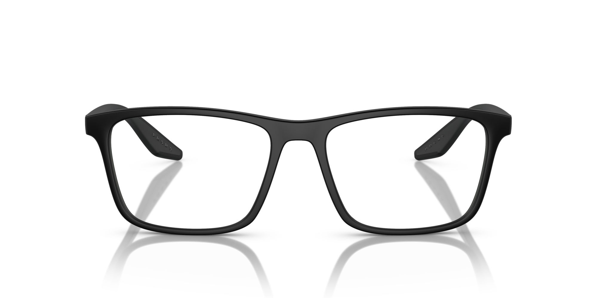 Occhiali da vista Prada Linea Rossa PS 01QV (DG01O1) colore nero effetto gommato forma quadrato lenti lente demo