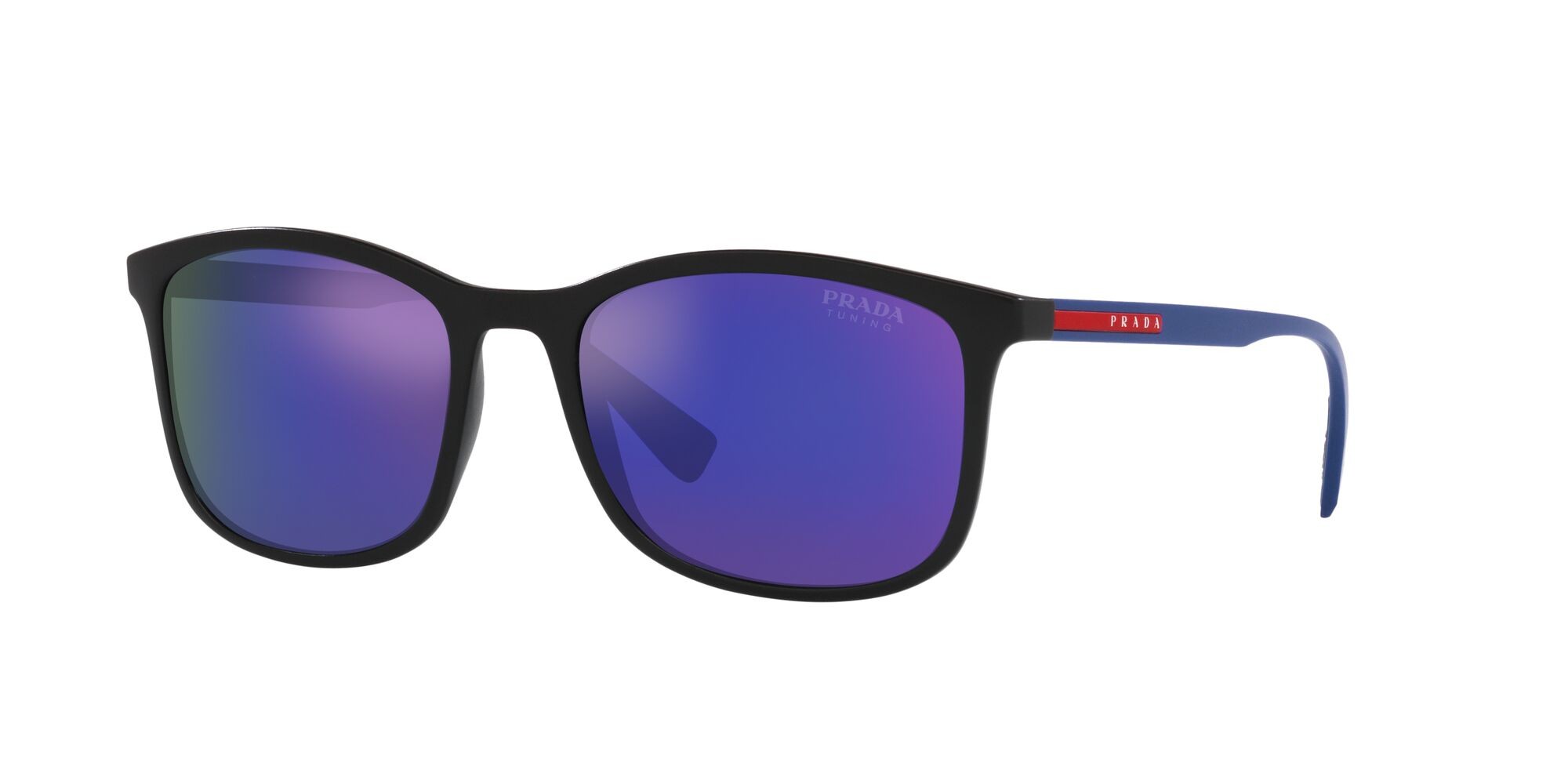 Sonnenbrillen Prada Linea Rossa Lifestyle PS 01TS (16G05U) farbe nero opaco form rechteckig gläser blue tuning multilayer