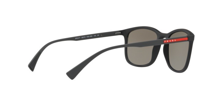 Sonnenbrillen Prada Linea Rossa PS 01TS (DG02B0) farbe black rubber form rechteckig gläser light grey mirror silver