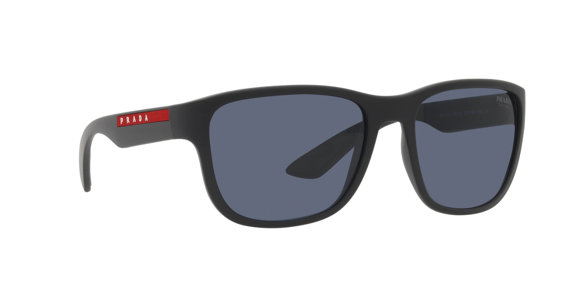 Sonnenbrillen Prada Linea Rossa Active PS 01US (DG009R) farbe gomma nera form quadratisch gläser blue tuning