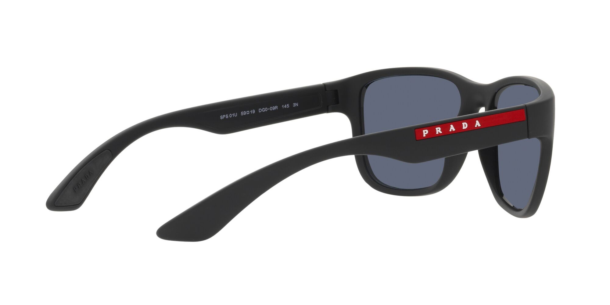 Sonnenbrillen Prada Linea Rossa Active PS 01US (DG009R) farbe gomma nera form quadratisch gläser blue tuning