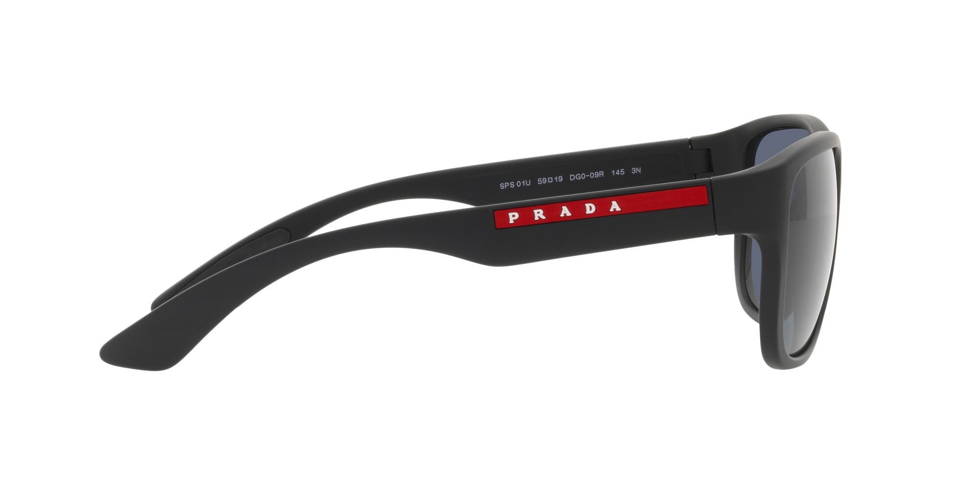 Sonnenbrillen Prada Linea Rossa Active PS 01US (DG009R) farbe gomma nera form quadratisch gläser blue tuning