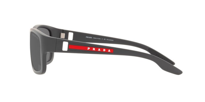 Occhiali da sole Prada Linea Rossa PS 01WS (UFK07H) colore grey rubber forma quadrato lenti dark grey mirror silver polar