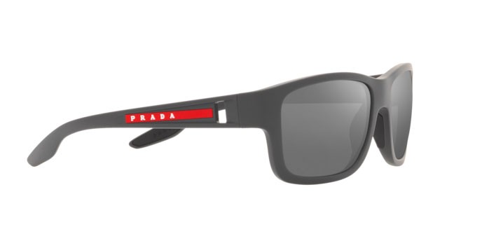 Occhiali da sole Prada Linea Rossa PS 01WS (UFK07H) colore grey rubber forma quadrato lenti dark grey mirror silver polar