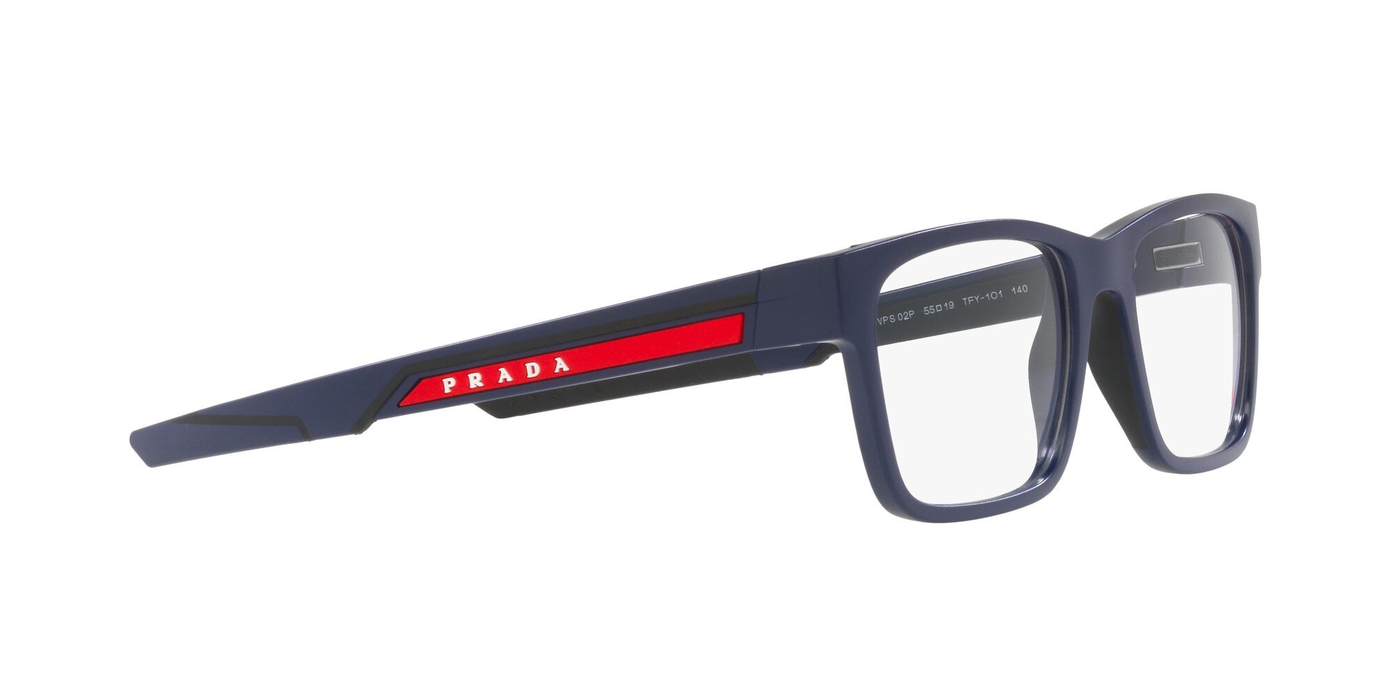 Eyeglasses Prada Linea Rossa PS 02PV (TFY1O1) color blu opaco shape square lenses lente demo