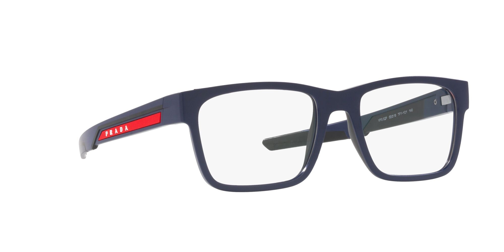 Eyeglasses Prada Linea Rossa PS 02PV (TFY1O1) color blu opaco shape square lenses lente demo
