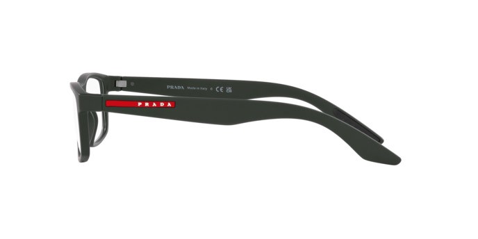 Occhiali da vista Prada Linea Rossa PS 04PV (CCH1O1) colore verde effetto gommato forma rettangolare lenti lente demo