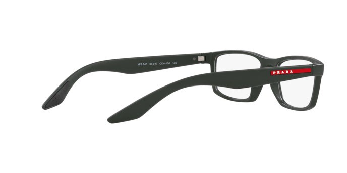 Occhiali da vista Prada Linea Rossa PS 04PV (CCH1O1) colore verde effetto gommato forma rettangolare lenti lente demo