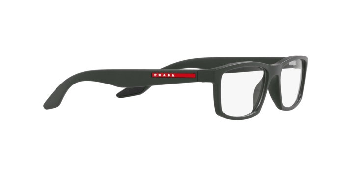 Occhiali da vista Prada Linea Rossa PS 04PV (CCH1O1) colore verde effetto gommato forma rettangolare lenti lente demo