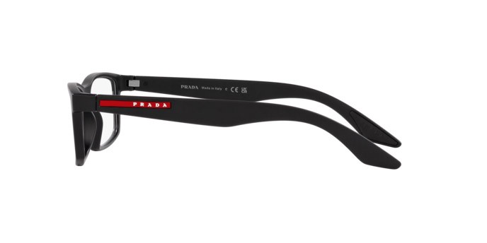 Occhiali da vista Prada Linea Rossa PS 04PV (DG01O1) colore nero effetto gommato forma rettangolare lenti lente demo