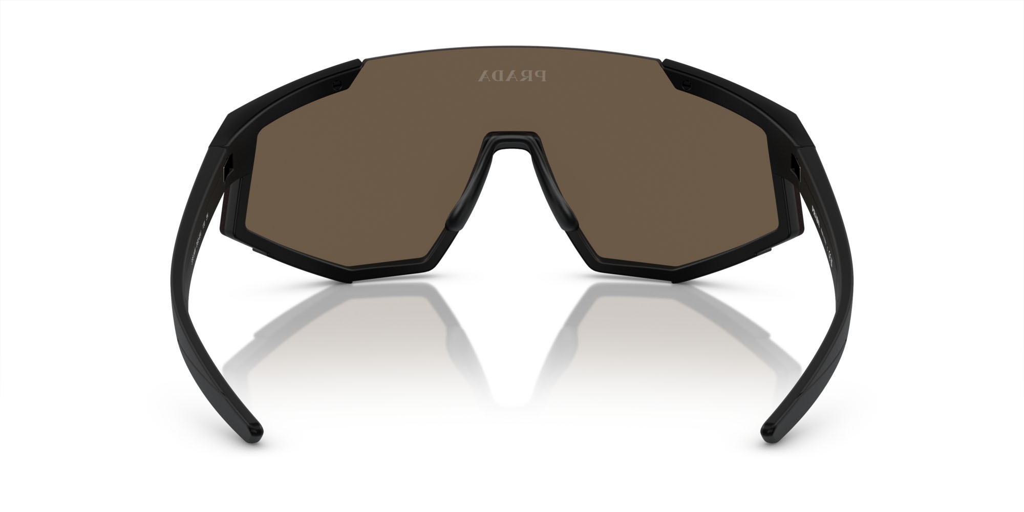 Occhiali da sole Prada Linea Rossa PS 04WS (DG002U) colore nero effetto gommato forma quadrato lenti marrone specchiato arancione