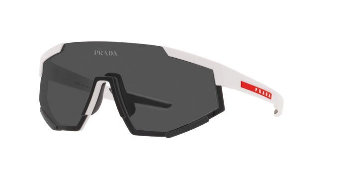 Sonnenbrillen Prada Linea Rossa PS 04WS (TWK06F) farbe white rubber form quadratisch gläser dark grey