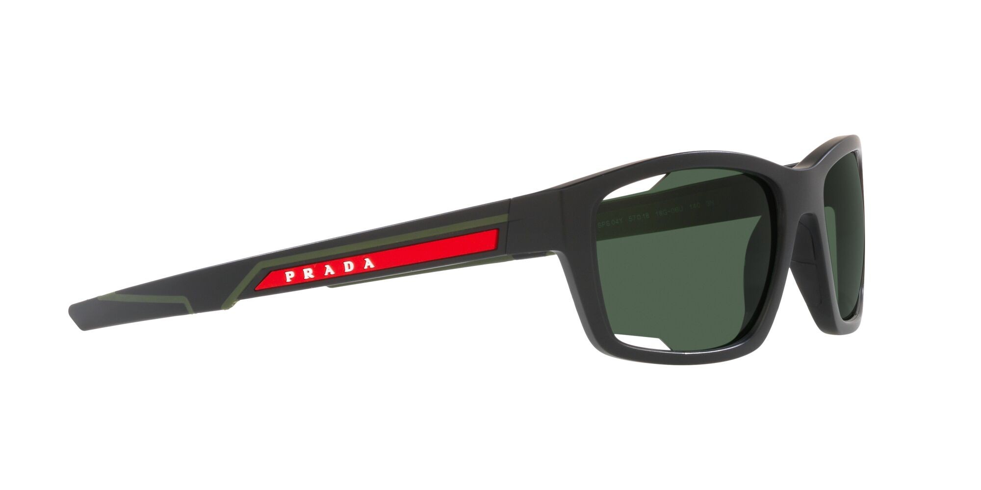 Sonnenbrillen Prada Linea Rossa PS 04YS (18G06U) farbe nero opaco form unregelmäßig gläser green tuning