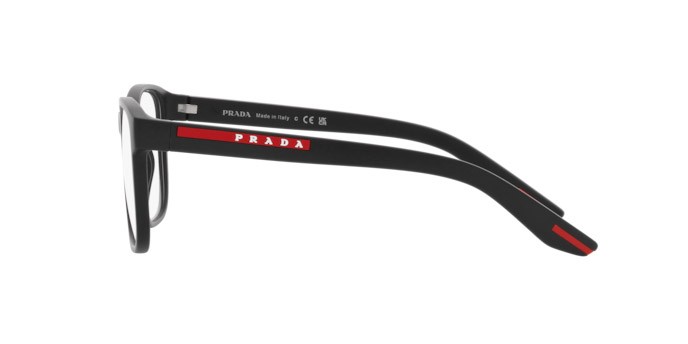 Occhiali da vista Prada Linea Rossa PS 06PV (DG01O1) colore nero effetto gommato forma quadrato lenti lente demo