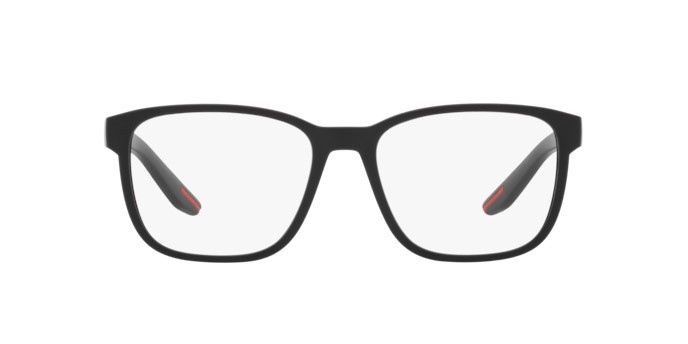 Occhiali da vista Prada Linea Rossa PS 06PV (DG01O1) colore nero effetto gommato forma quadrato lenti lente demo
