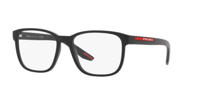 Occhiali da vista Prada Linea Rossa PS 06PV (DG01O1) colore nero effetto gommato forma quadrato lenti lente demo